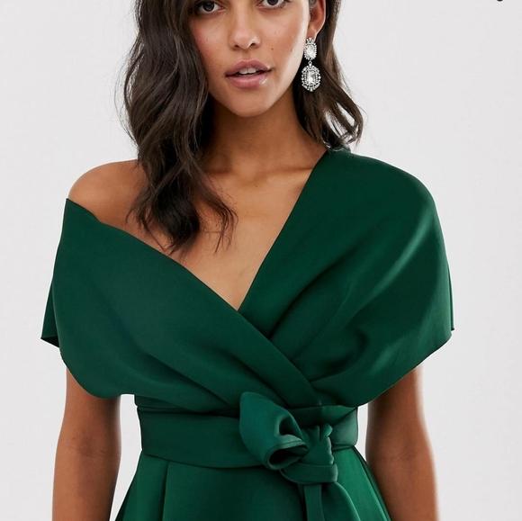 NWT Fallen Shoulder Midi Dress with Tie Detail - Picture 2 of 7